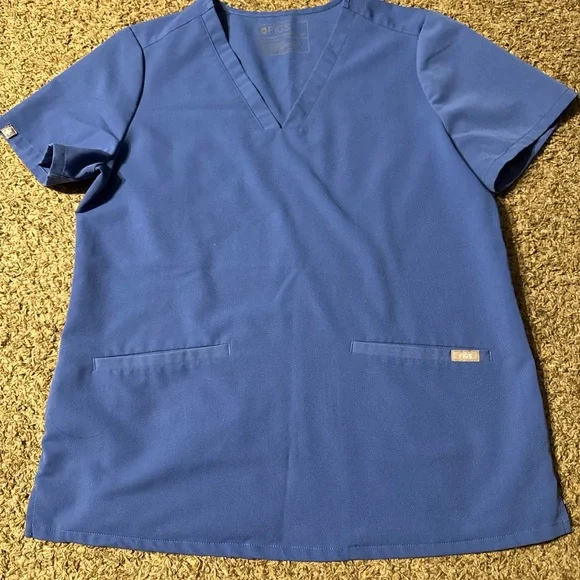 Figs Royal Blue Women's Short Sleeve Top - Picture 1 of 2